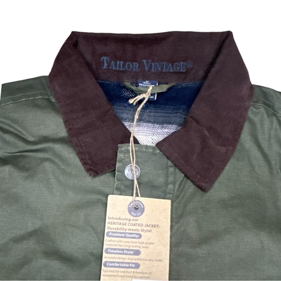 Tailor Vintage Heritage Men’s Forest Green Waxed Jacket Zip Up Jacket Medium - Picture 4 of 15